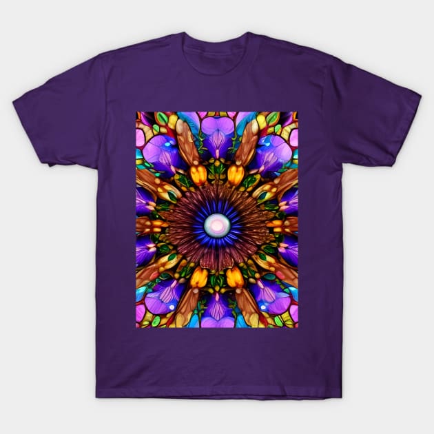 Crystalline Stained Glass Flower Mandala T-Shirt by Chance Two Designs